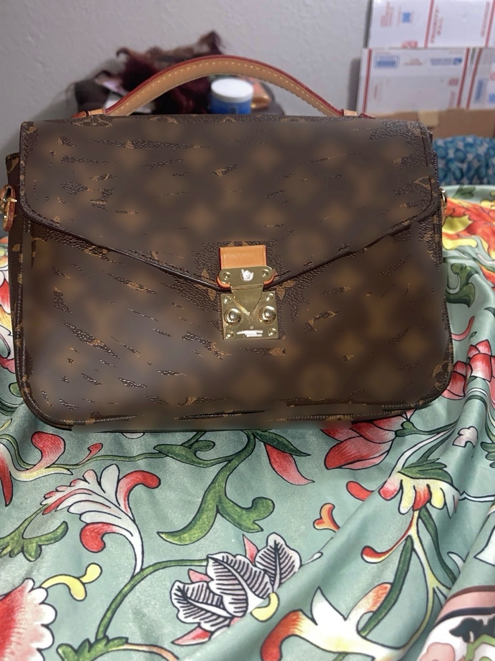 Leather Top-Handle Brown Satchel with Gold Hardware